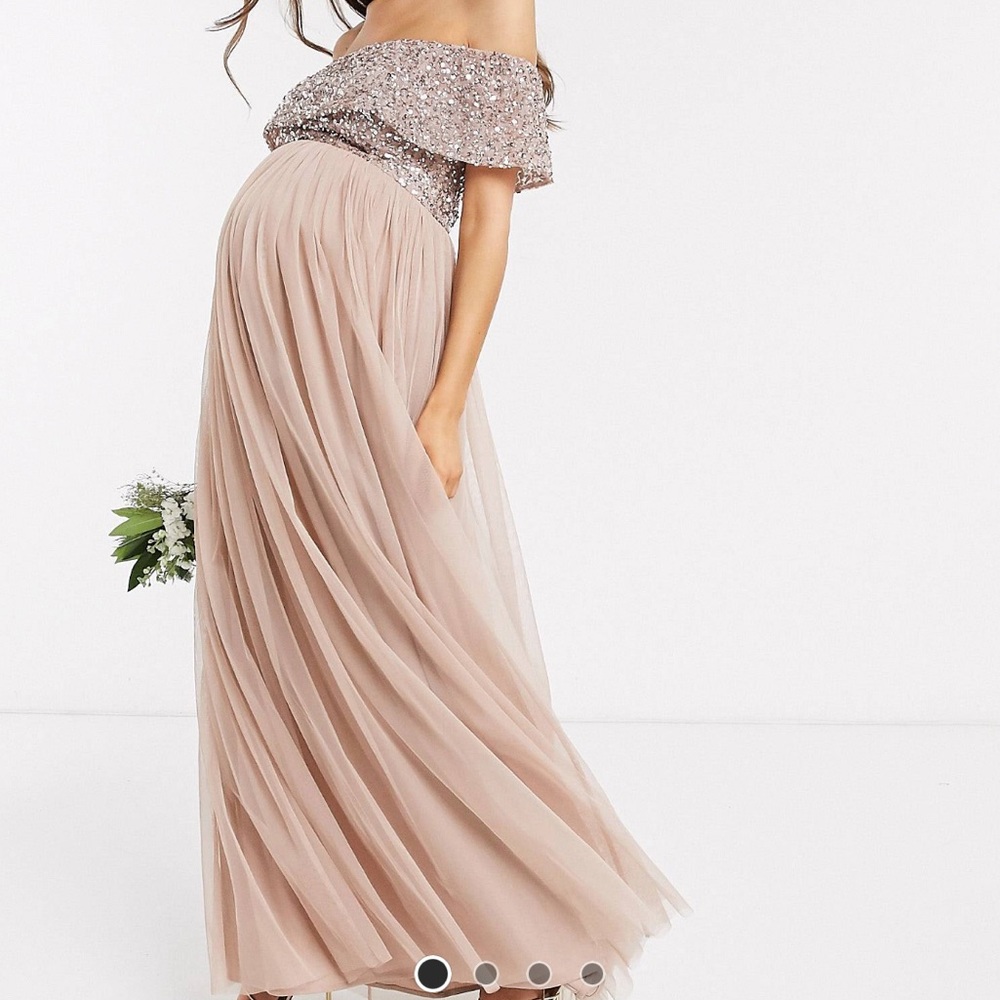 ASOS Maternity Dress Gown Sequin Blush